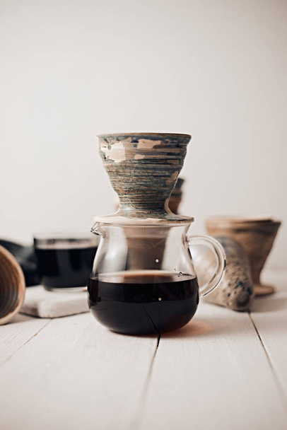 Dripper and drip server are the equipment of dripping coffee - 写真・画像