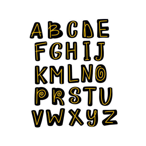 Doodle simple primitive kids alphabet, vector hand drawn - Вектор, зображення