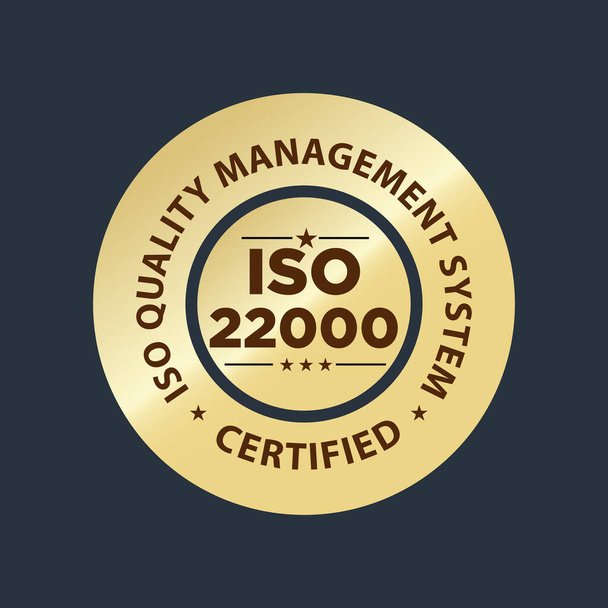 ISO 22000 επικυρωμένη σφραγίδα, εικονογράφηση φορέα συστήματος διαχείρισης ποιότητας - Διάνυσμα, εικόνα