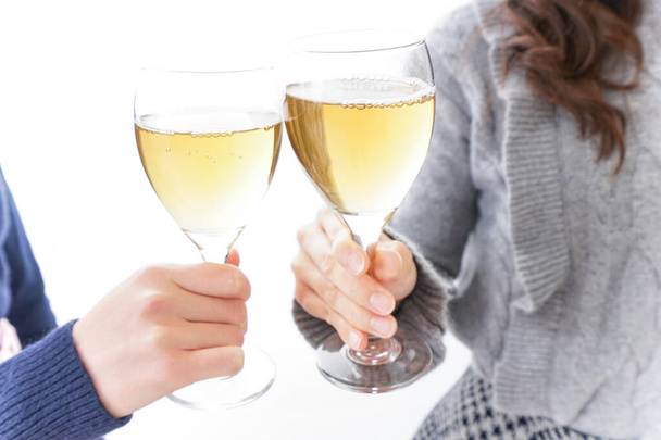 girls with wine glasses, girls party image - Photo, Image
