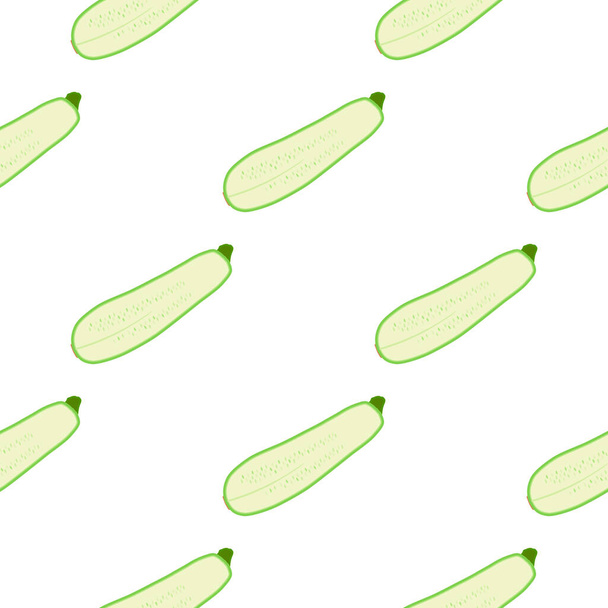 Illustration on theme of bright pattern zucchini, vegetable squash for seal. Vegetable pattern consisting of beautiful zucchini, many squash. Simple colorful vegetable pattern from squash zucchini. - Vektör, Görsel