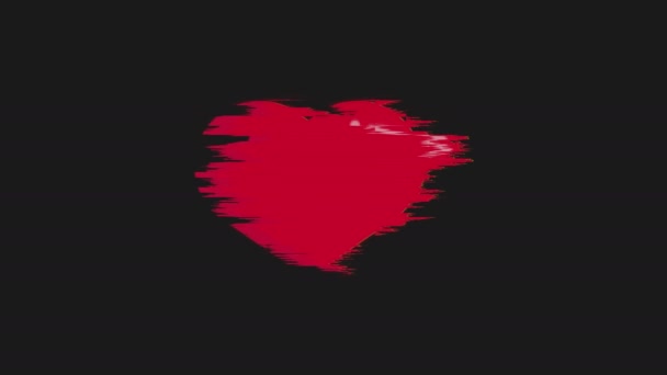  Retro rood hart Pictogram met Glitch Effect. 4K-video. - Video