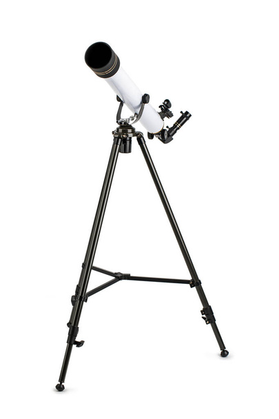 telescópio branco sobre tripé isolado sobre fundo branco - Foto, Imagem
