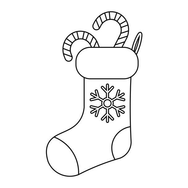 Semplice illustrazione dell'icona del calzino di Natale per le vacanze di Natale - Vettoriali, immagini
