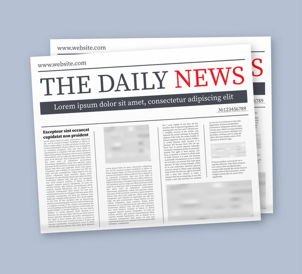 Vector mock up of a blank daily newspaper. Fully editable whole newspaper in clipping mask. Vector stock illustration, - Vector, Image