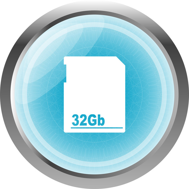 Flash memory card blue web button (icon) isolated on white - Фото, изображение
