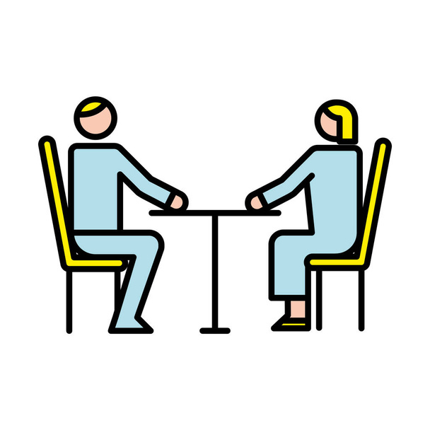 pareja de negocios avatares en caracteres de mesa - Vector, Imagen