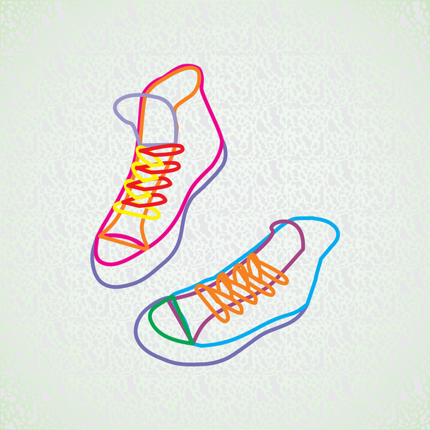color contour of sneakers - Vector, Image