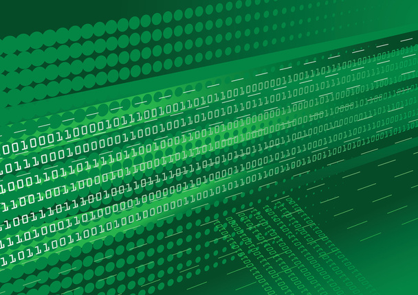Green binary code background with halftone effect - Vector, Image