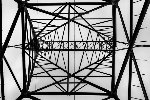 metallic geometries created by the high voltage pylons - Photo, Image