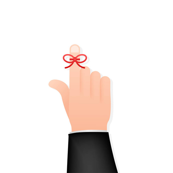 Don t Forget reminder. Rope bow on finger pointing. Vector stock illustration. - Vector, Image