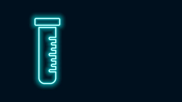 Linha de néon brilhante Tubo de teste e ícone de teste químico do frasco isolado no fundo preto. Sinal de vidro de laboratório. Animação gráfica em movimento de vídeo 4K - Filmagem, Vídeo