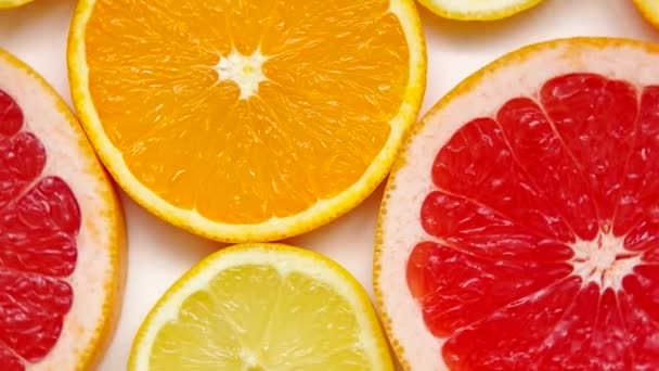 Sliced grapefruit, orange and lemon - Πλάνα, βίντεο
