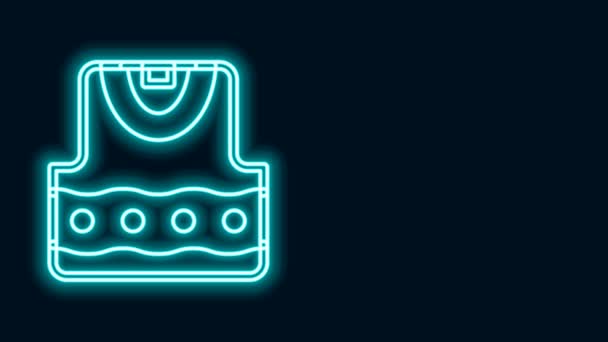 Glowing neon line Waistcoat icon isolated on black background. 4K Video motion graphic animation - Footage, Video