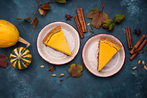 Традиционный осенний американский тыквенный пирог - Фото, изображение