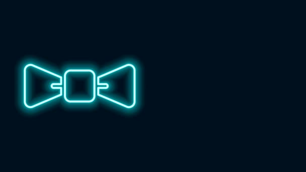 Linha de néon brilhante ícone gravata Arco isolado no fundo preto. Animação gráfica em movimento de vídeo 4K - Filmagem, Vídeo