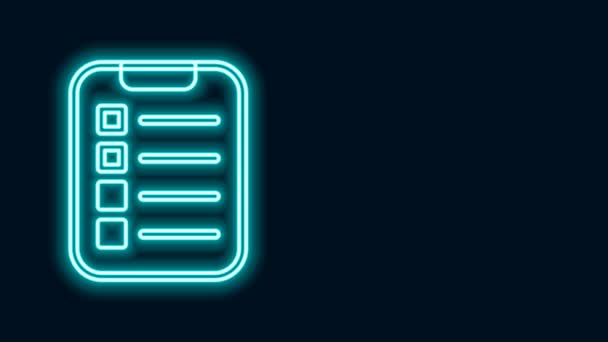 Glowing neon line To do list or planning icon isolated on black background. 4K Video motion graphic animation - Footage, Video