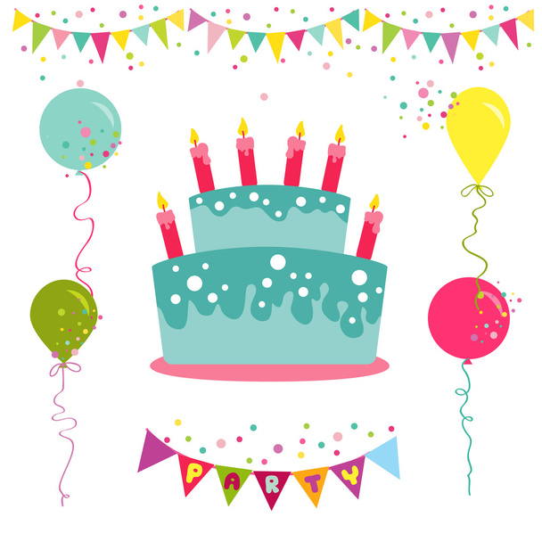 Happy Birthday and Party Invitation Card - Vector, imagen
