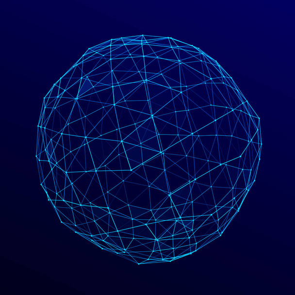 Esfera 3d abstracta. Partículas de esfera. Conexión de red global. Estilo de tecnología futurista. Visualización de macrodatos. renderizado 3d. - Foto, imagen