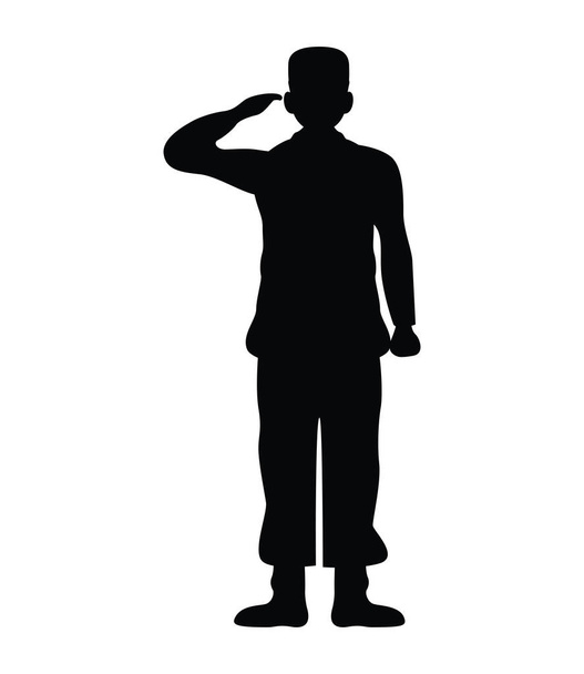 officer military silhouette isolated icon - Vector, Image