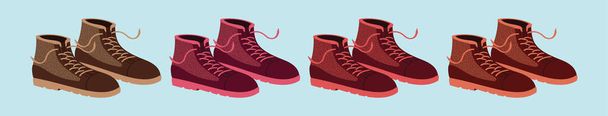 set of women ankle boots cartoon icon design template with various models. modern vector illustration isolated on blue background - Vector, Image