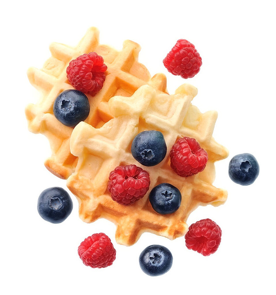 Homemade waffles with berry isolated on white backgrounds. - Foto, Imagen