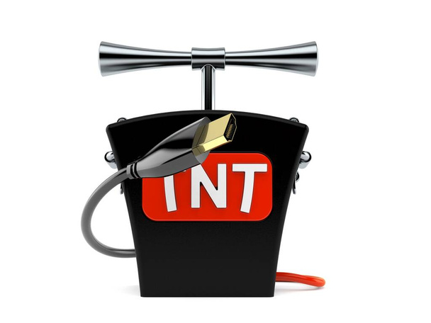 Detonator TNT z kablem hdmi - Zdjęcie, obraz