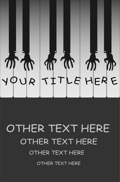 ピアニストの手とコンサートやコンクールの鍵を持つポスター - ベクター画像
