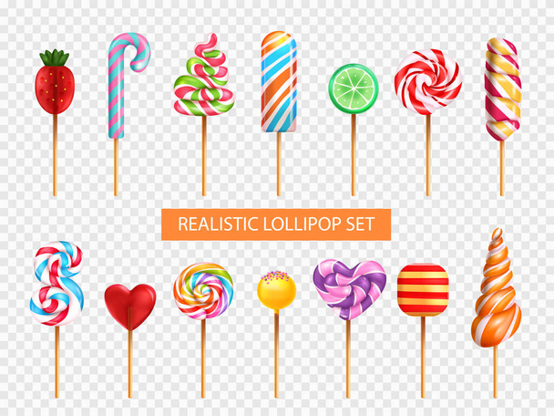 Lollipop Realistic Transparent  Set - Vector, Image