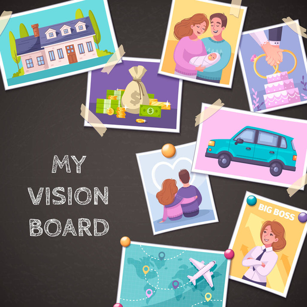 Zusammensetzung des Vision Board - Vektor, Bild