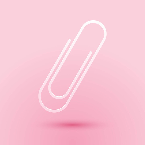 Paper cut Paper clip icon isolated on pink background. Paper art style. Vector. - Vector, Image