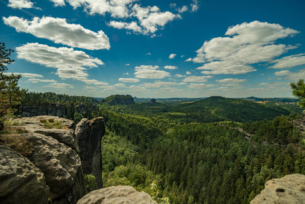 A beautiful view of Saxon Switzerland National Park in Germany - 写真・画像