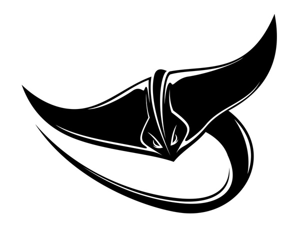 Sting Ray o Manta Ray con una cola curva
 - Vector, imagen