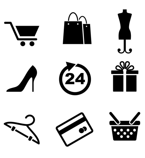kiskereskedelmi és bevásárló ikonok - Vektor, kép