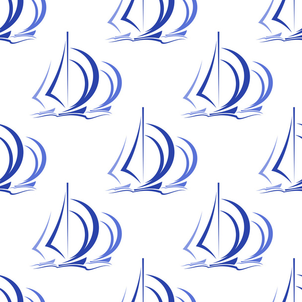 varrat nélküli mintát a vitorlás a tengeren - Vektor, kép