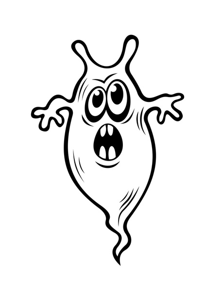 Fantôme effrayant d'Halloween en noir et blanc
 - Vecteur, image