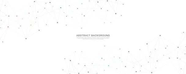 Geometric abstract background with connected dots and lines. Molecular structure and communication concept. Digital technology background and network connection. - Vector, Image