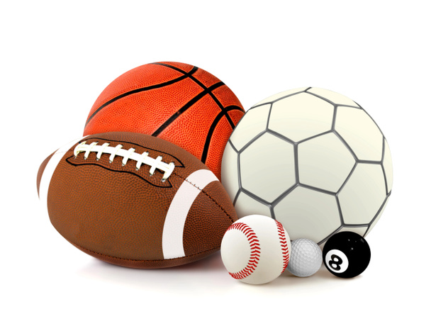 sportovní míče nad bílá - Fotografie, Obrázek