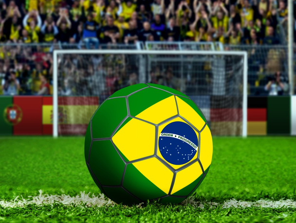 ゴールポストとカラス ブラジル ボール - 写真・画像