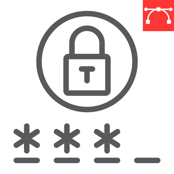 Password line icon, security and lock, padlock sign vector graphics, editable stroke linear icon, eps 10. - Vector, Image