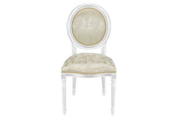 дерев'яний білий стілець з круглим спинкою на білому тлі
 - Фото, зображення
