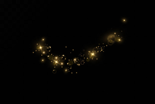 Effet lumière de Noël. Particules de poussière magiques étincelantes.Les étincelles de poussière et les étoiles dorées brillent avec une lumière spéciale. - Vecteur, image