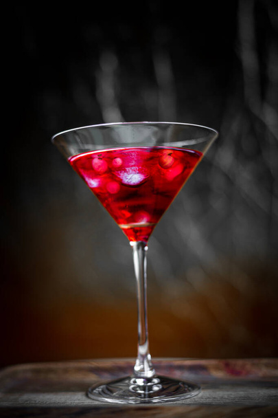 red martini glass with cherry - Foto, Imagem
