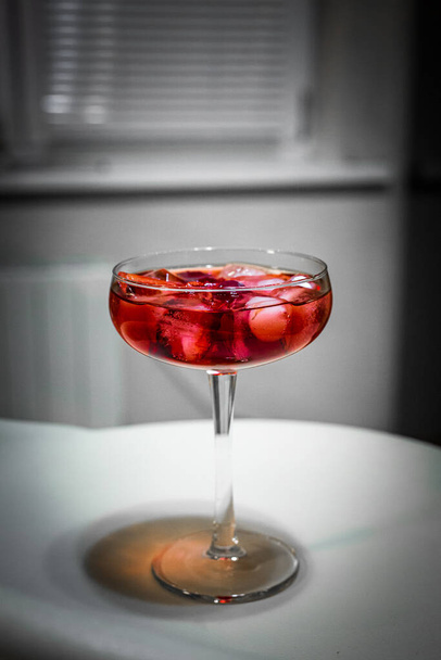 red martini glass with cherry - Photo, image