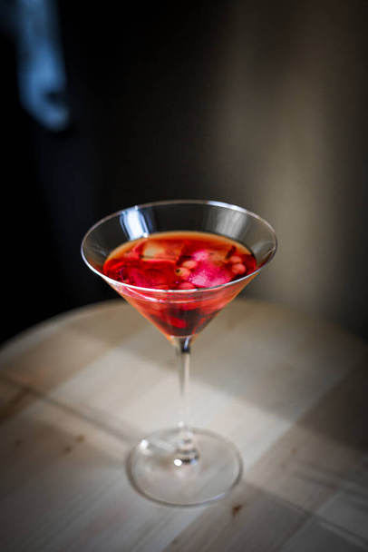 red martini glass with cherry - Foto, Imagen