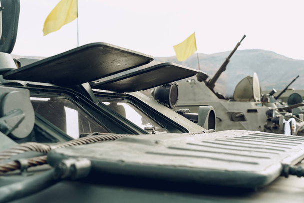 Close up photo of a russian tank - Фото, изображение