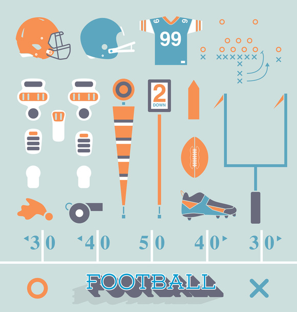Conjunto de vetores: Ícones e símbolos de equipamentos de futebol
 - Vetor, Imagem