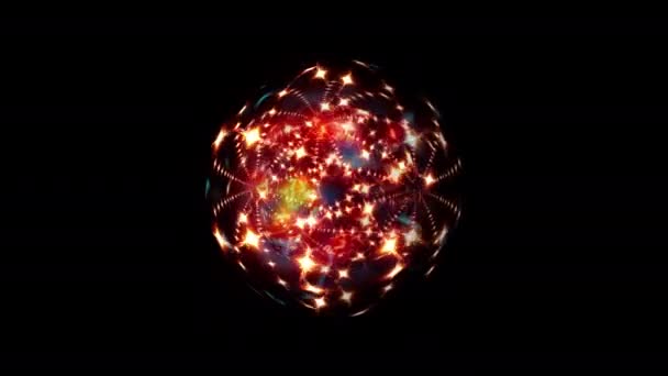 Matriz brillante esfera futurista de luz de energía. Fondo abstracto con superficie plasmática. Diseño de movimiento 4K 3D forma con energía de plasma y brillo animación de bucle de luz. Ciencia ficción magia fantasía luz bola.  - Metraje, vídeo