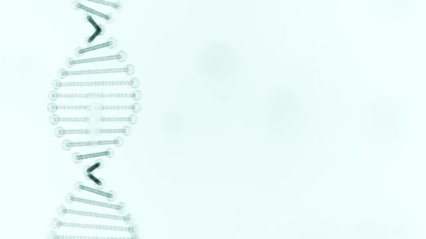 Παραμορφωμένο αντίγραφο περιστρεφόμενου DNA σε λευκό φόντο. - Πλάνα, βίντεο