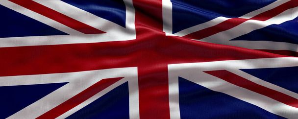 Flagge des Vereinigten Königreichs schwenken - Flagge des Vereinigten Königreichs - 3D Flaggenhintergrund - Foto, Bild